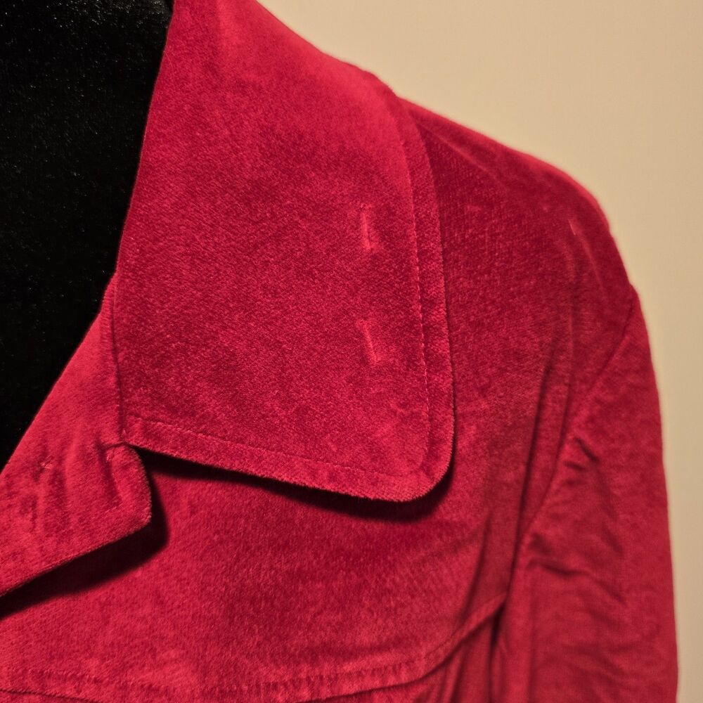Talbots Red Velvet Jacket Blazer 14W Preppy Retro Chore Barn Vintage 90s Bright - Picture 7 of 10